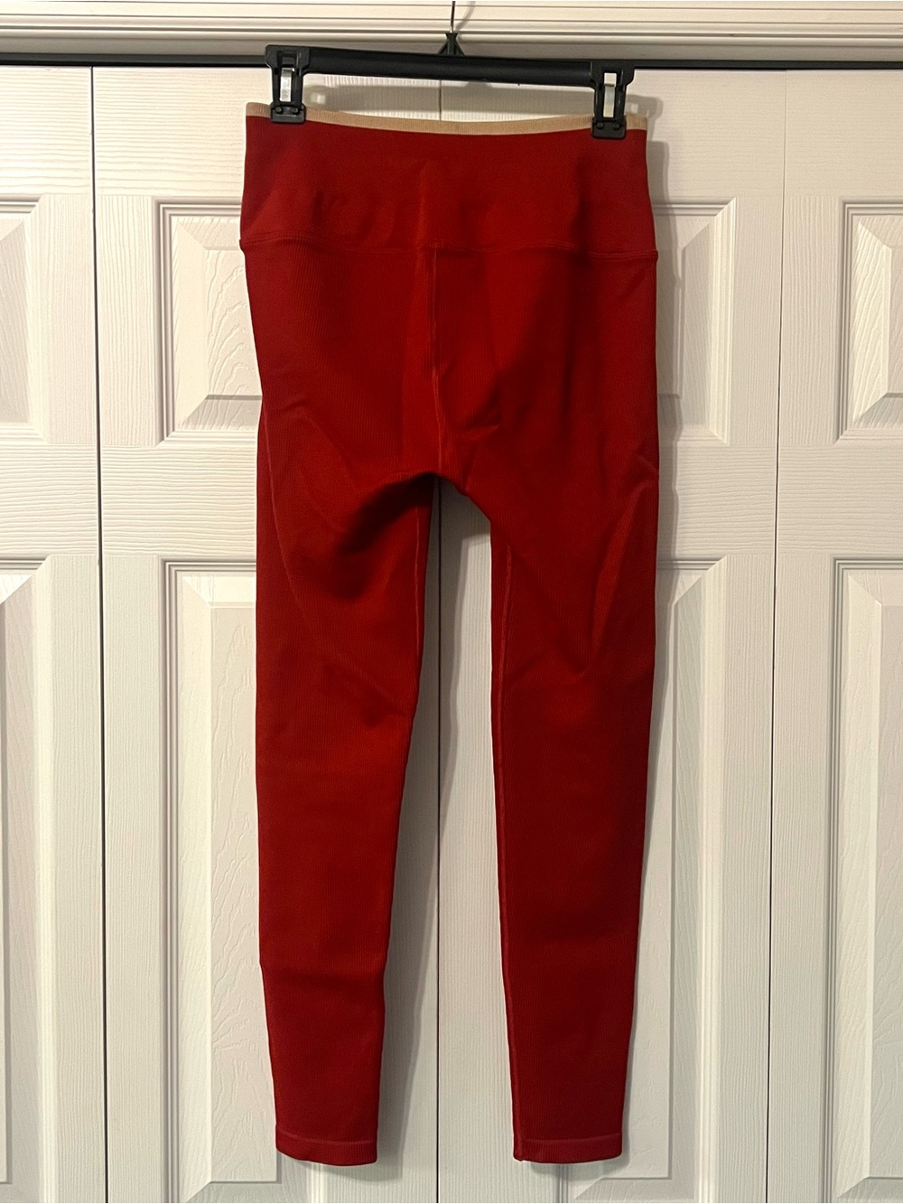 Spiritual Gangster ribbed Brick Red Leggings Tan Trim Size Medium Self Love - Picture 3 of 10